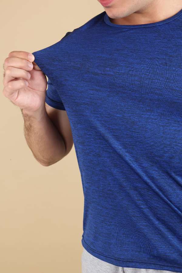 Playera Deportiva Hombre Running Gym Azul Rey Manga Corta